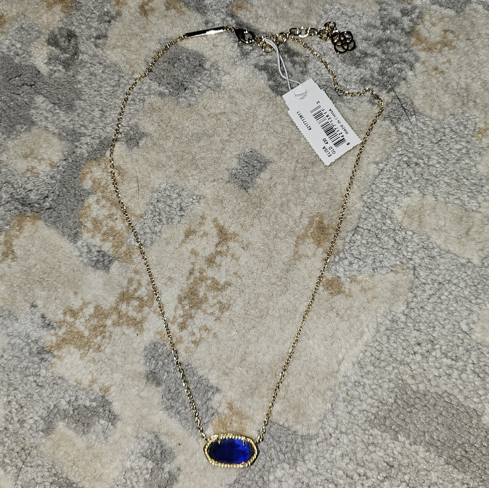 Kendra Scott Classic Necklace 18" With Blue Stone